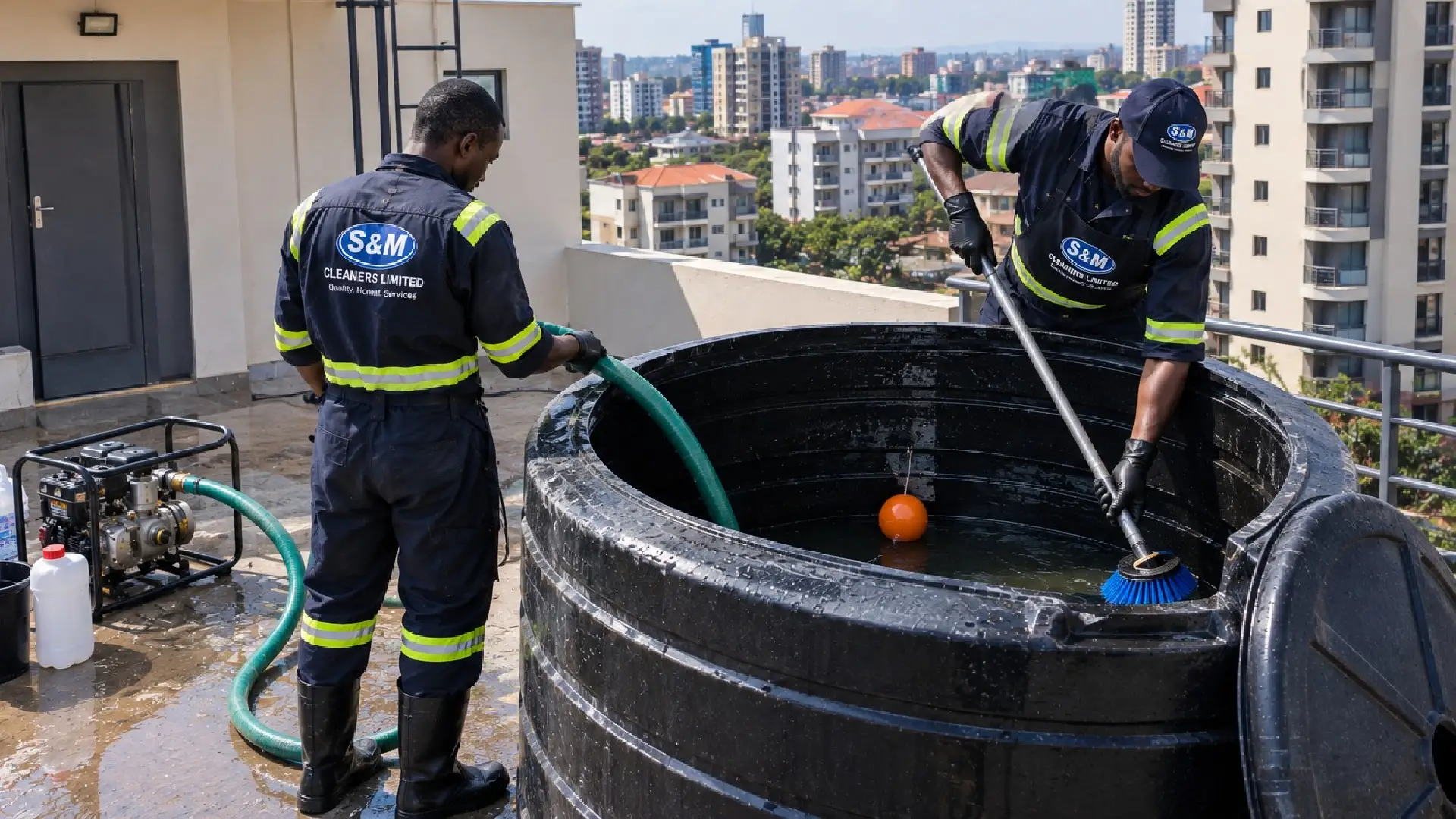 Water tank cleaning